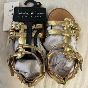 Nicole Miller Toddler Girl Gold Sandals Size 8 Toddler NWT